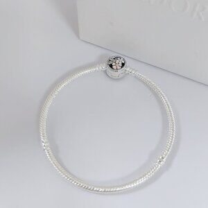 Pandora Moments Flower Clasp Snake Chain Bracelet